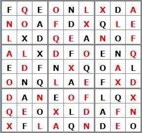 4 sol Sudoku lettres E16734-ADEFLNOQX